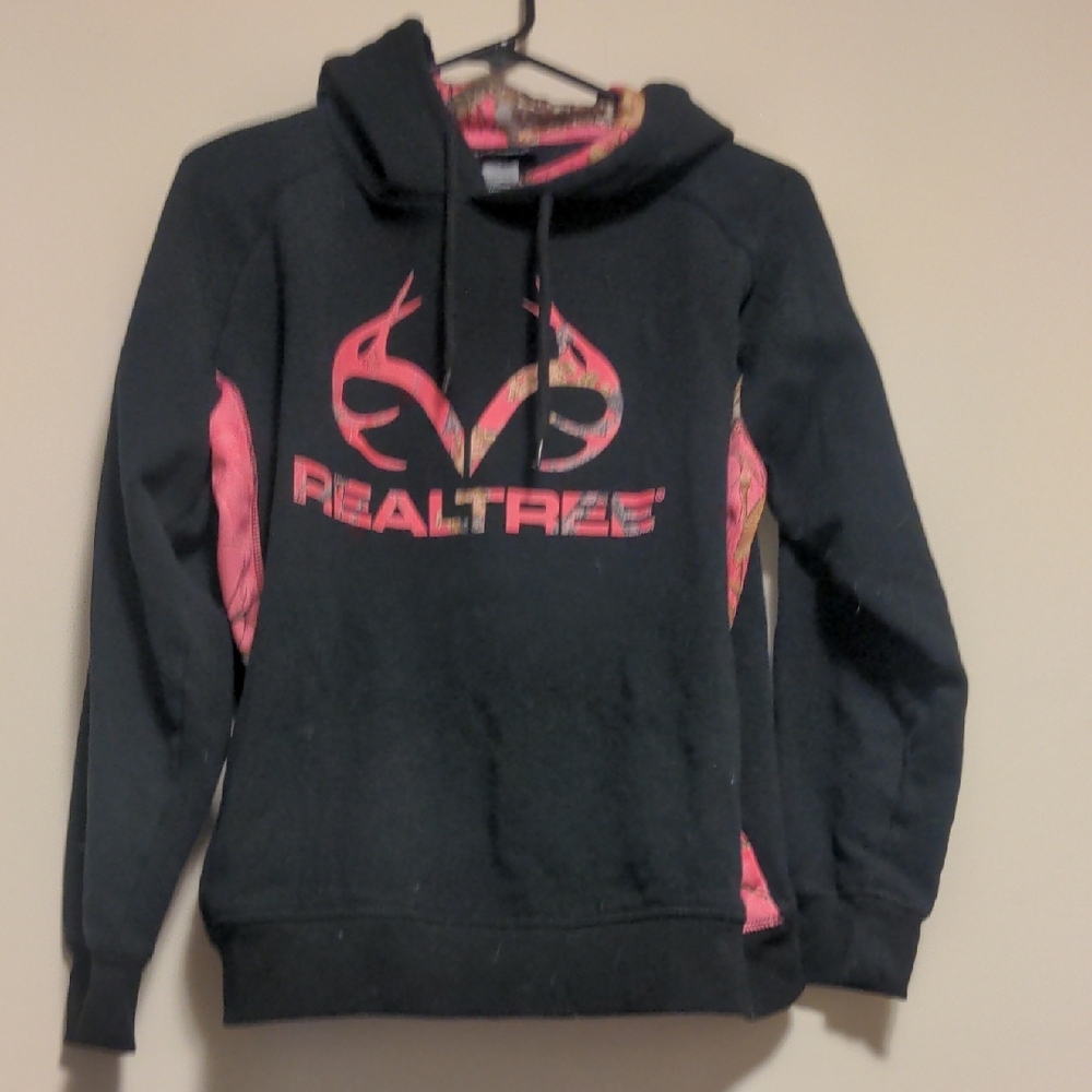 2 Realtree Black Hoodies with Pink Accents (2 Sweaters) M & L Camo Pockets